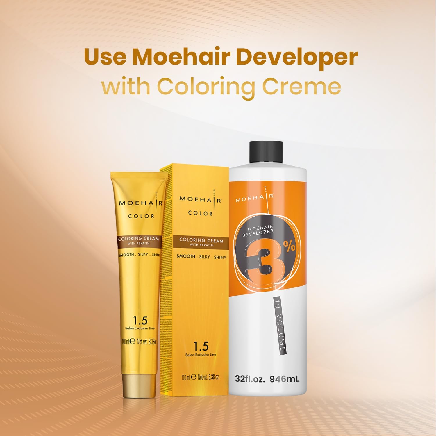 MOEHAIR Hair Color Developer 3% Hydrogen Peroxide | 10 Volume Creme Developer for Hair Coloring and Bleaching | Professional-Grade Hair Creme Developer | Paraben-Free – 32 Fl. Oz (Pack of 2)