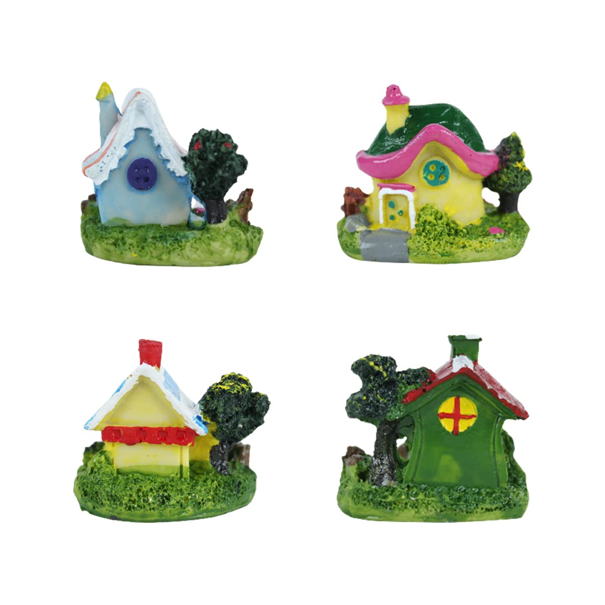 Wonderland (4 Pc/Set Colourful Houses Bonsai Miniature for Landscape Decoration,Plants (Tray Gardening, Miniature Toys) 3