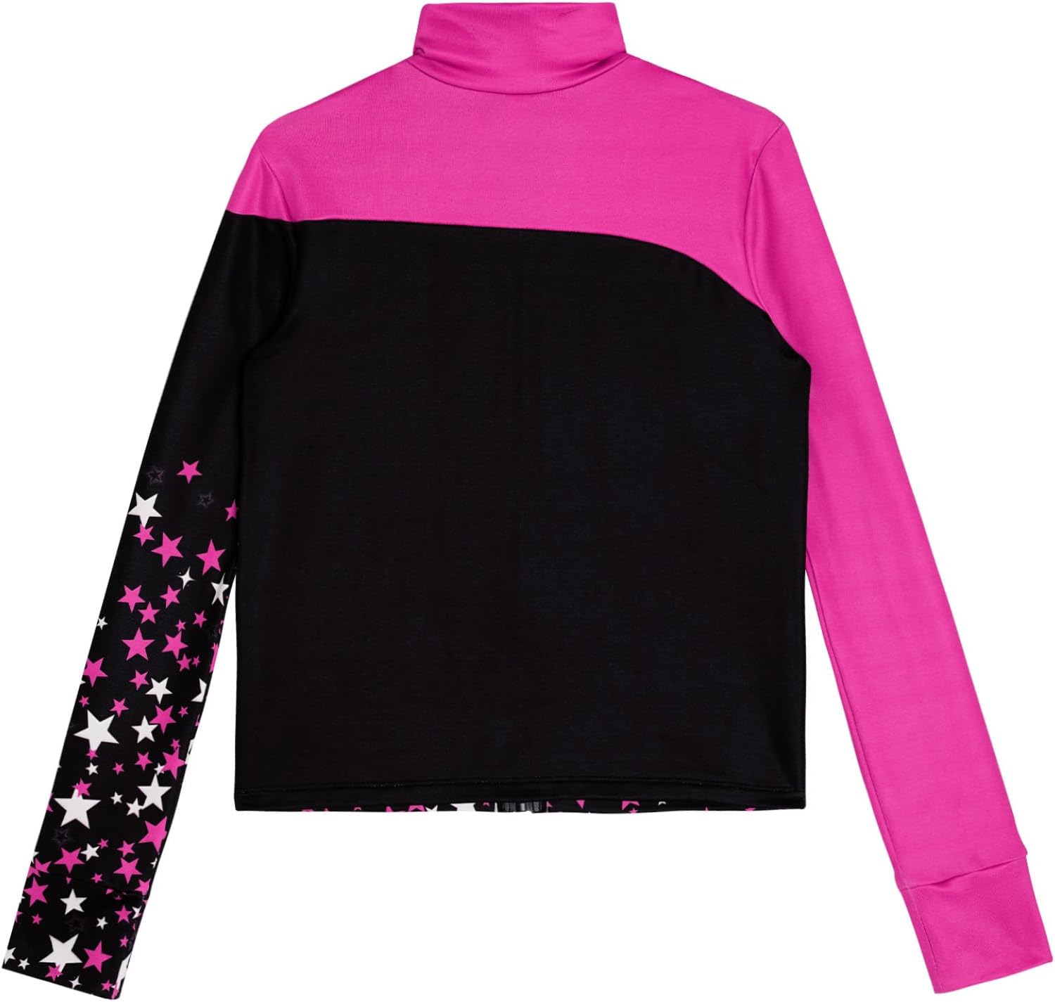 Yhong Kids Girls Figure Skating Jacket Long Sleeve Printed Coat Tops Teens Training Competition Outwear
