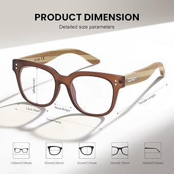 Anti-blue light glasses Spring hinges Computer reading/gaming/TV/Cell phone Glasses Women's and women's anti-glare filters Lightweight Zebra bamboo glasses(5189-Clear Tea)