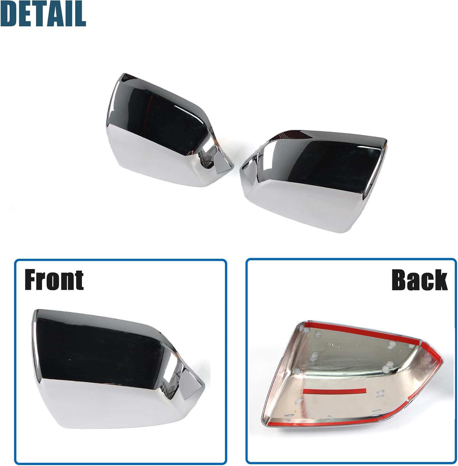 AUCERAMIC 2pcs Chrome Side Door Mirror Cover Cap Fit for 2021-2025 Chevy Tahoe Suburban, GMC Yukon/Yukon XL, Cadillac Escalade, Exterior Side Door Mirror Accessories (Chrome), Stick-on Overlay