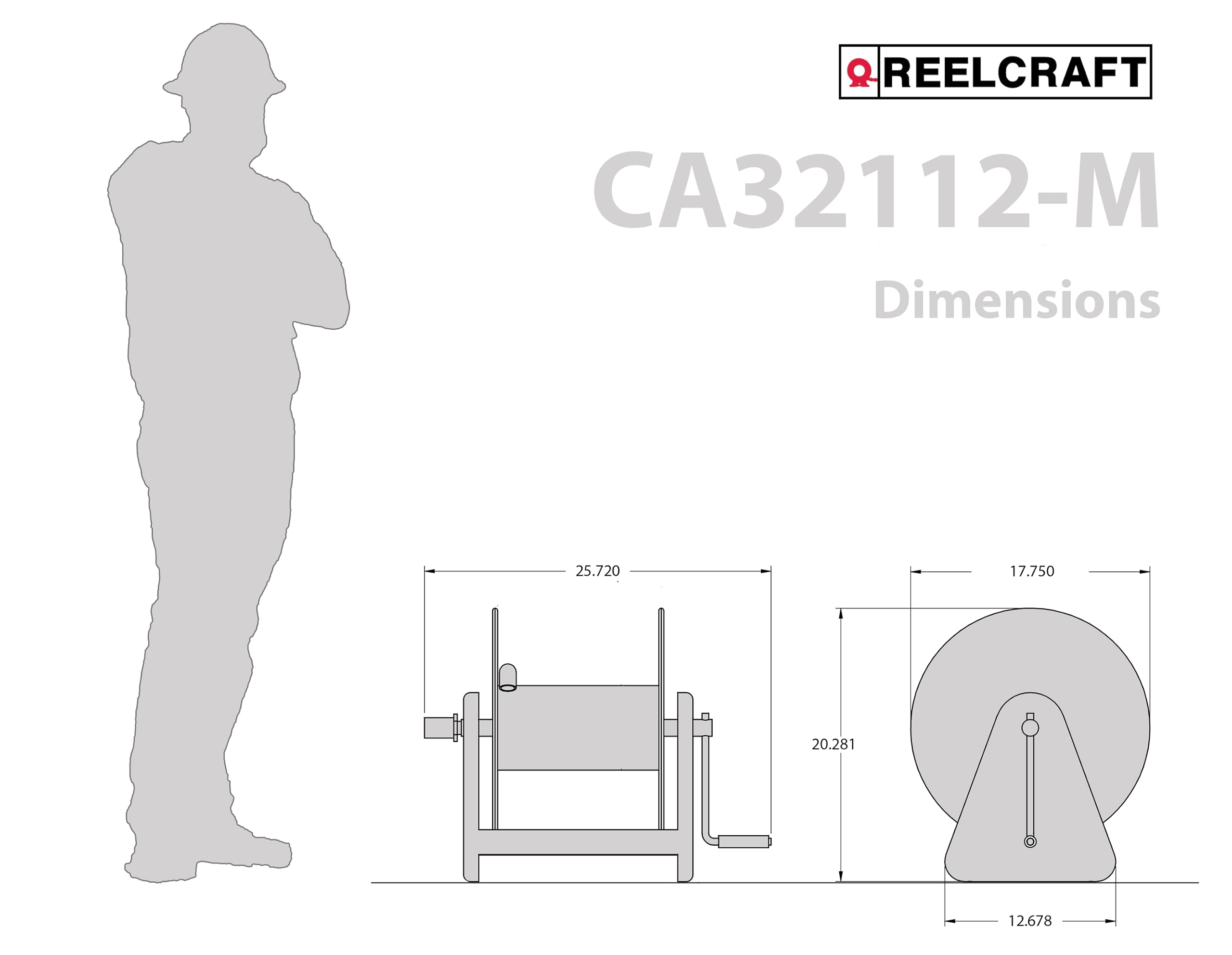 Reelcraft CA32112 M Heavy Duty Hand Crank Hose Reel, 200' Hose Not Included, Red