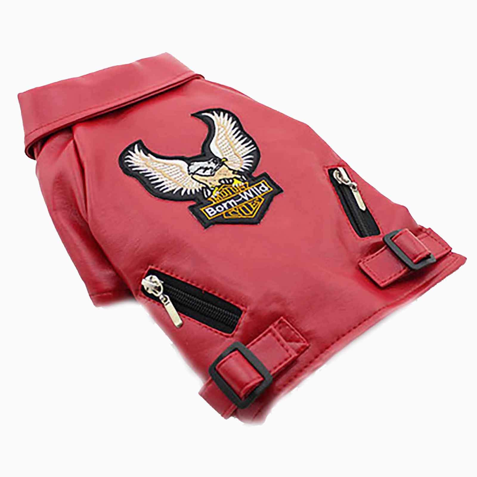 Dog Winter Coat Pu Leather Motorcycle Jacket for Dog, Cool Dog Leather Jacket Coat Winter Warm Pet Clothes, Waterproof Windproof,Brown,XS