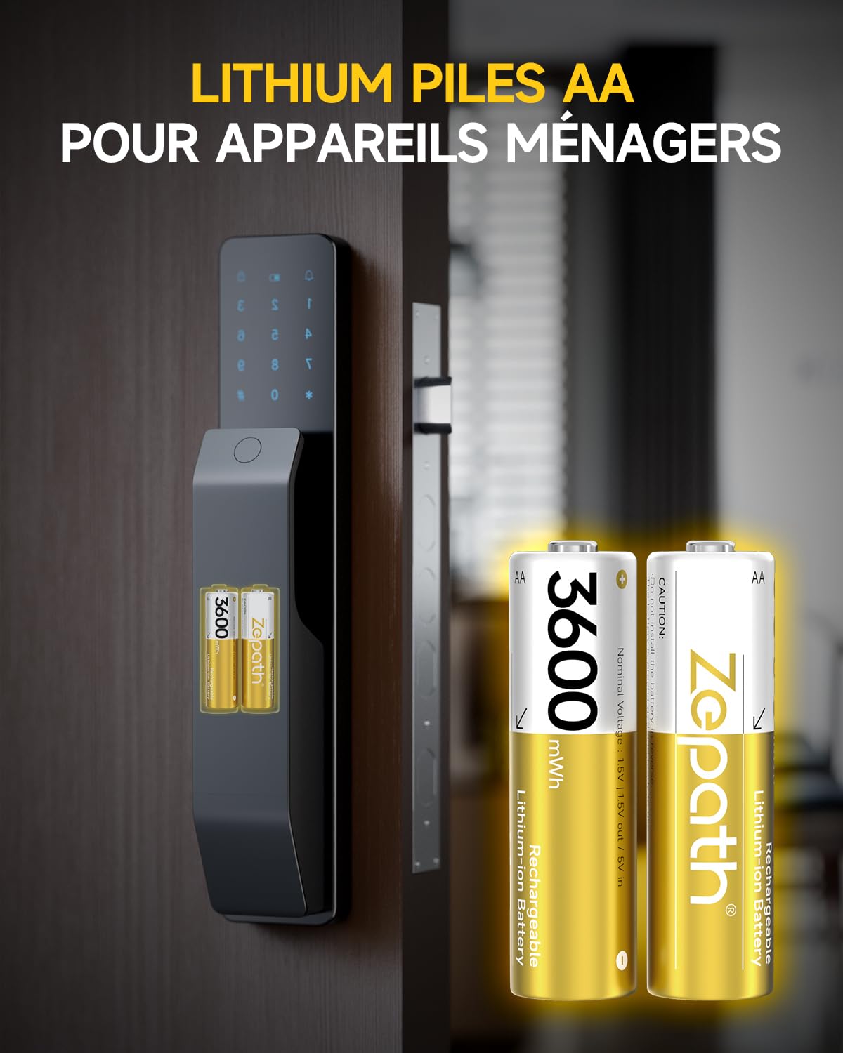 16 Piles AA Rechargeables au Lithium-ION avec Chargeur 4 Chargeur,1,5V 3600 mWh Haute Capacité Rechargeable AA Batterie, jusqu'à 2000+ Cycles