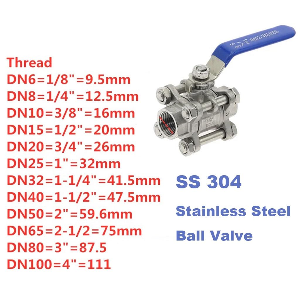 Válvula de bola Válvula de bola de 3 vías de acero 1 válvula de bola de acero inoxidable SS 304 BSP 1/4 "3/8" 1/2 "3/4" 1 "1-1/4" rosca hembra 3 rebanadas válvula de bola de puerto completo tipo de ro
