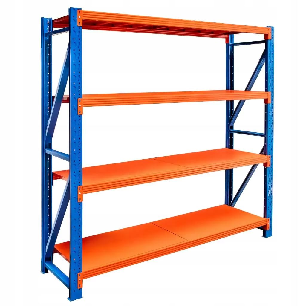 Mega-M Regał METALOWY magazynowy warsztatowy 4-PÓŁKOWY | Fortis Light | 800KG | moduł bazowy |200x200x50 cm