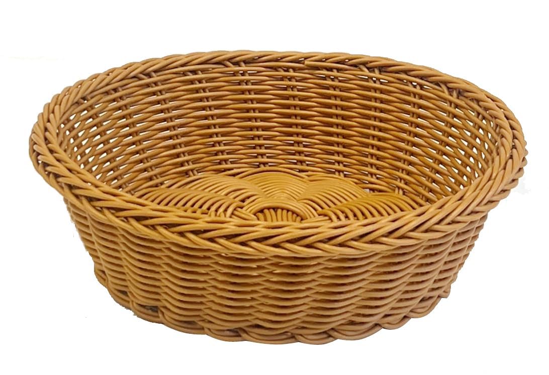PAUL SONS Hospitality Round Woven Cane Basket for Fruit Vegetable Serving Basket Snack Basket Egg Storage Basket/Bread Basket 10Inch (Pack of 1Pc)