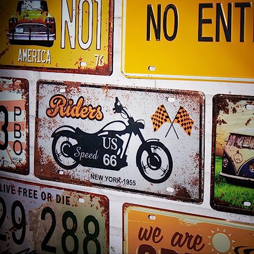Image of Eazywagon Riders US 66 Multipurpose Metal Signs - License Wall Plate, Decorative Car Tag - Ideal for Cafe, Restaurant, Shop, Home, Hotel, Club, Office, Living Area