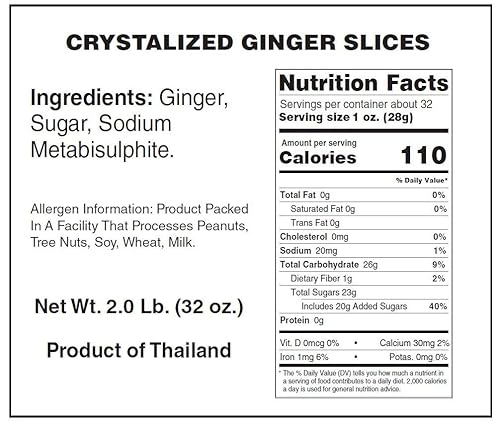 Candy Shop - Rodajas de jengibre cristalizadas secas en bolsa resellable (2 libras)