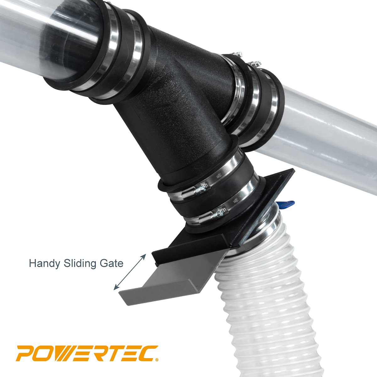 POWERTEC 70133-P6V 2-1/2-calowa brama do odpylacza, armatura zbierająca kurz, 6 szt