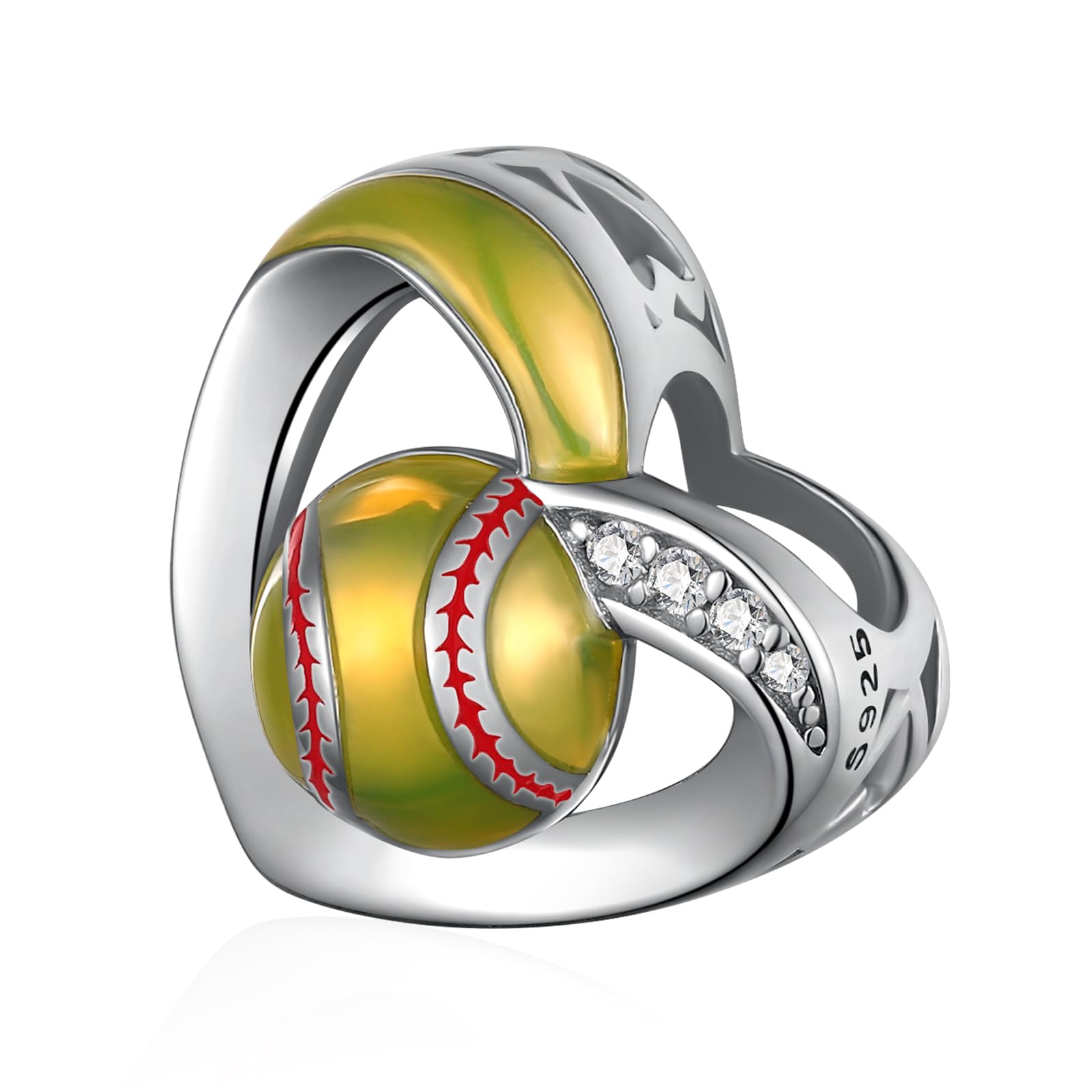 Volleyball/Softball/Soccer/Golf/Baseball/Basketball Beads 925 Sterling Silver Sports Charms Sport Beads for Bracelets