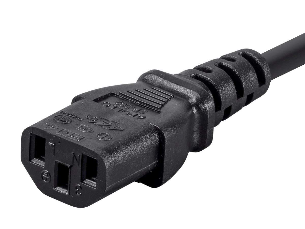 Monoprice 3-Prong Power Cord - 3 Feet - Black (6-Pack) NEMA 5-15P to IEC 60320 C13, 16AWG, 13A, Works with Most Pcs, Monitors, Scanners, and Printers