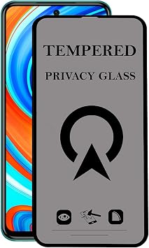 KZY  leti im Xiaomi Redmi Note 9 Pro Tam Kaplayan Privacy Hayalet Temperli Ekran Koruycu Cam