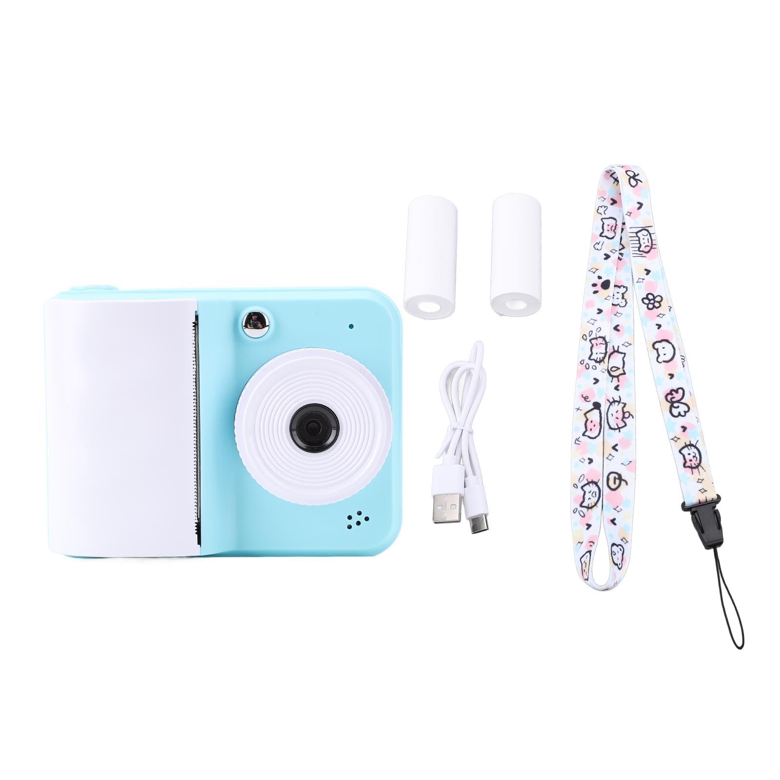 Sofortbildkamera, 48MP 1080P HD Sofortdruck Digitalkamera mit 2,4 Zoll Bildschirm, Tragbare Reisekameras, Thermodruck mit Druckpapier für Selfies (Blue)