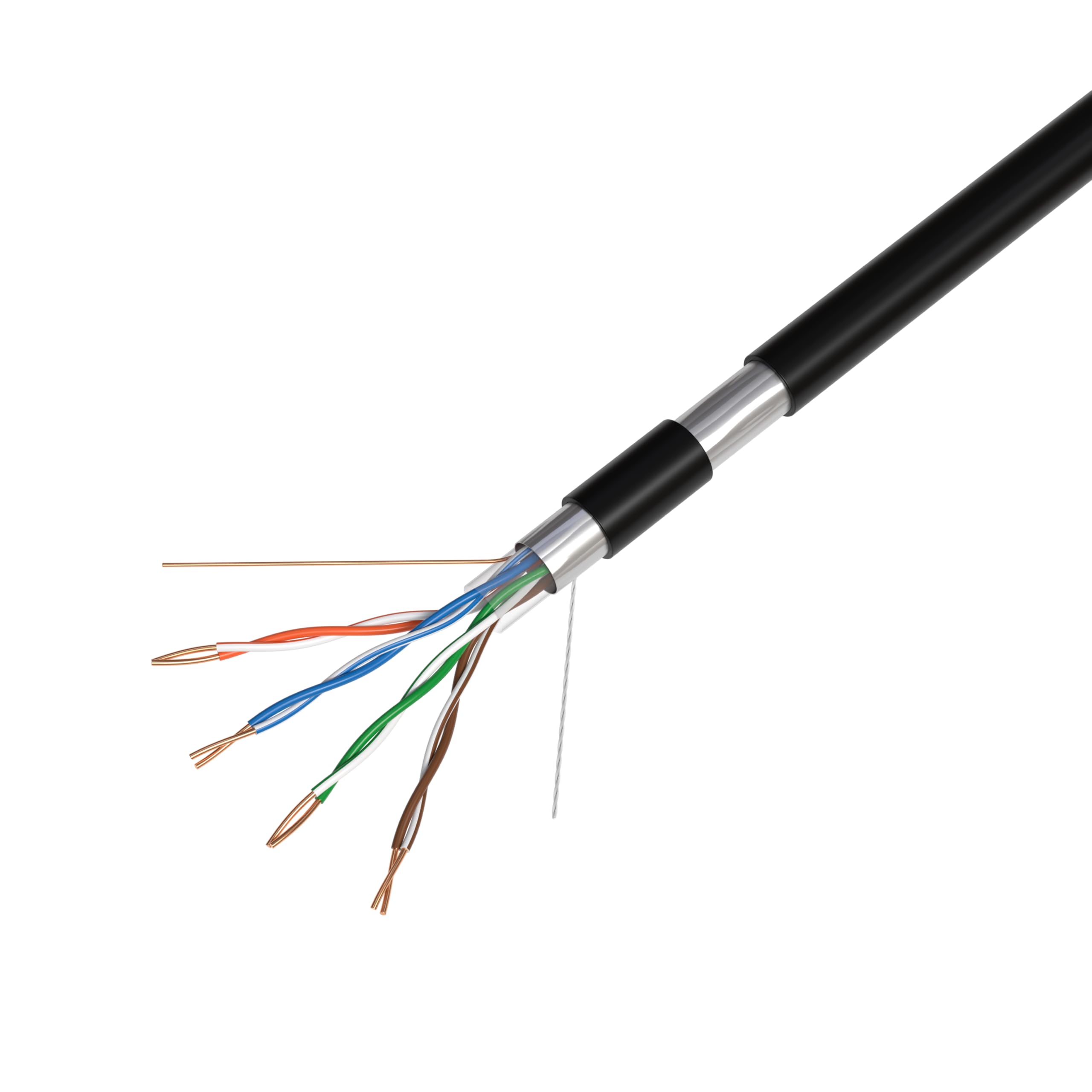 Cables Direct Online Câble FTP Cat5e à enfouissement direct pour extérieur 24 AWG, résistant aux UV, fil en aluminium plaqué cuivre non blindé, 300 m, FTP