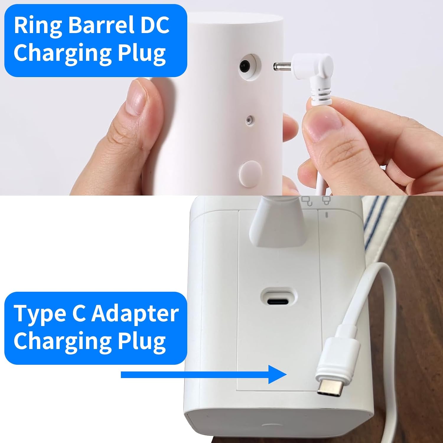 Solar Panel for Ring Camera, Compatible with Rings Spotlight Plus/Pro & All-New Stick Up Outdoor Cam Battery, 10ft Long Cable with USB-C to Ring Barrel Plug Adapter, 6w Fast Charging (2Pack)