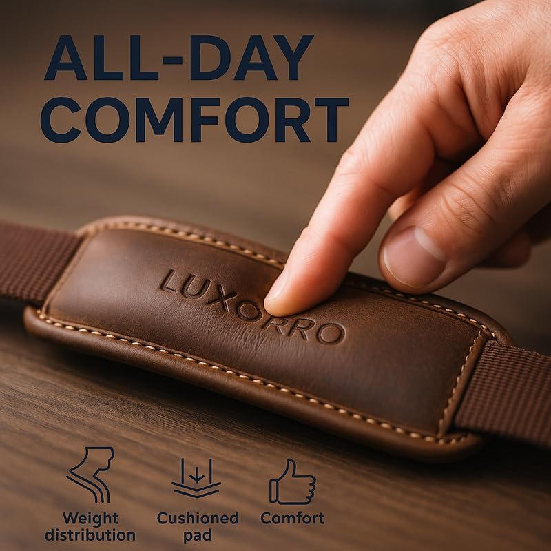 Luxorro Full Grain Leather Briefcase for Men, Top Choice Gifts, Handcrafted Laptop Bag with Multiple Compartments and Brass Hardware, Fits 15.6 Inch Laptop - Image 8