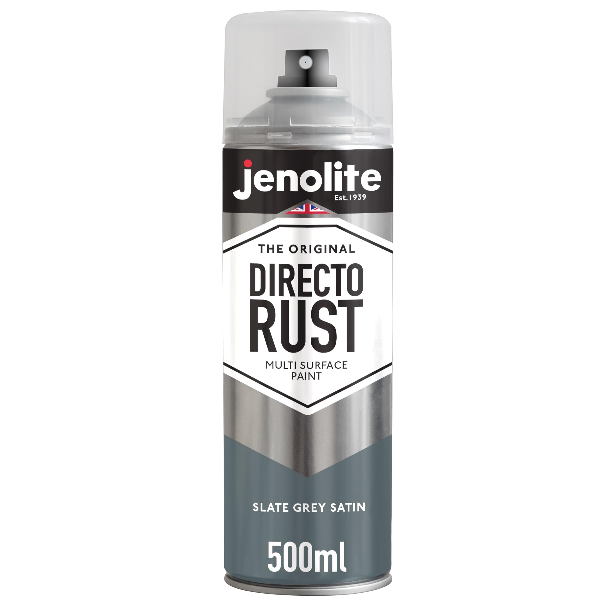 JENOLITE Directorust Spray Paint Satin Finish | SLATE GREY | 500ml | Direct To Rust Spray Paint For Metal | All-In-One Multi Surface Paint for Metal, Wood, Plastic, Ceramic | RAL 7031