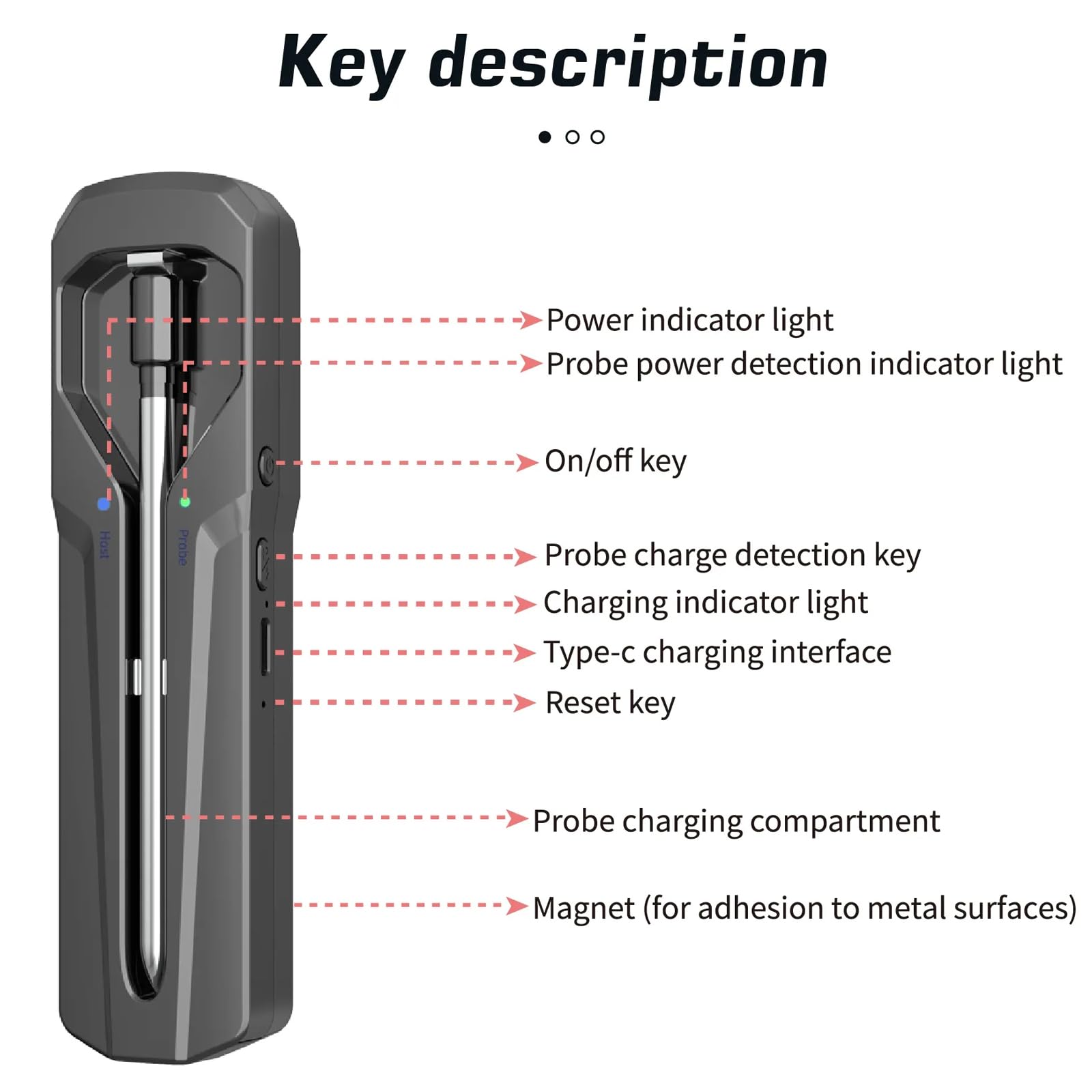 Bezprzewodowy termometr do mięsa, termometr do mięsa, 1 sonda ceramiczna, inteligentny cyfrowy termometr bezprzewodowy do mięsa Bluetooth, wodoodporny podwójny czujnik IP67, idealny do steków, grilla