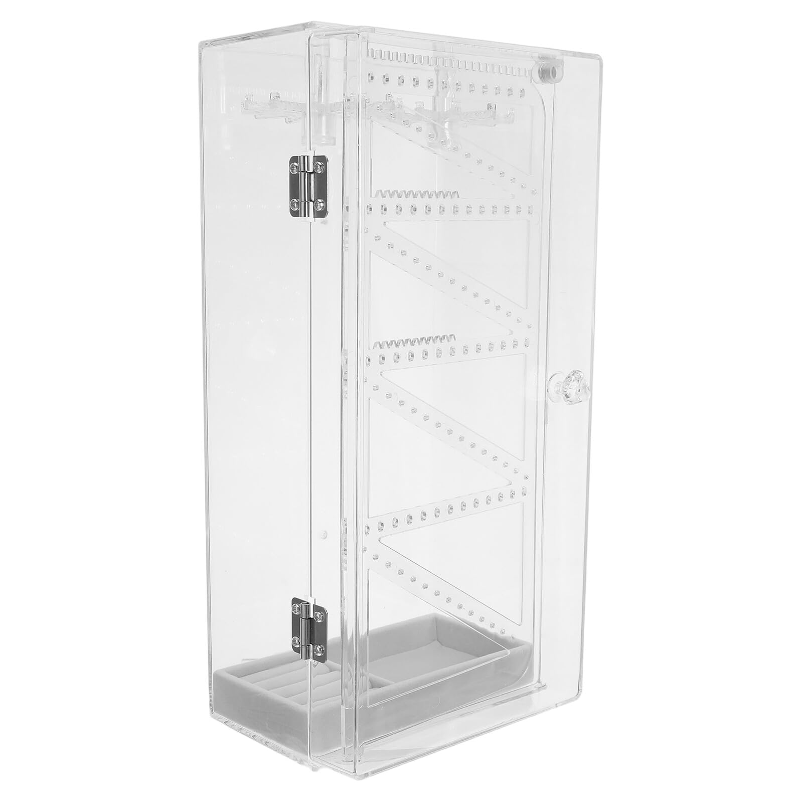 Ciieeo Estuche para Collares Organizador de Plástico Caja de Exhibición Transparente Giratoria Bandeja de Terciopelo para Joyas Expositor de Collares Largos Soporte para Ganchos