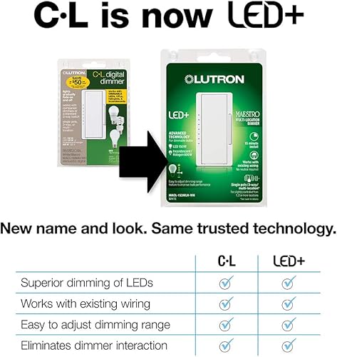 Miniatura 2 de Lutron Maestro LED - Kit de regulador digital para bombillas LED regulables halógenas e incandescentes 150 vatios multiubicación MACL-153M-RHW-WH