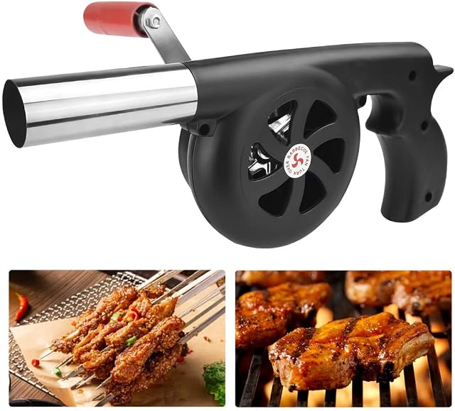 YAANBUNB BBQ Fan Air Blower Manual Barbecue Fire Starter Outdoor Cooking BBQ Fan Portable Barbeque Air Blower Fast Fire Starter Bellows Cooking Lighter Tools for Outdoor Barbecue Picnic Camping Hiking
