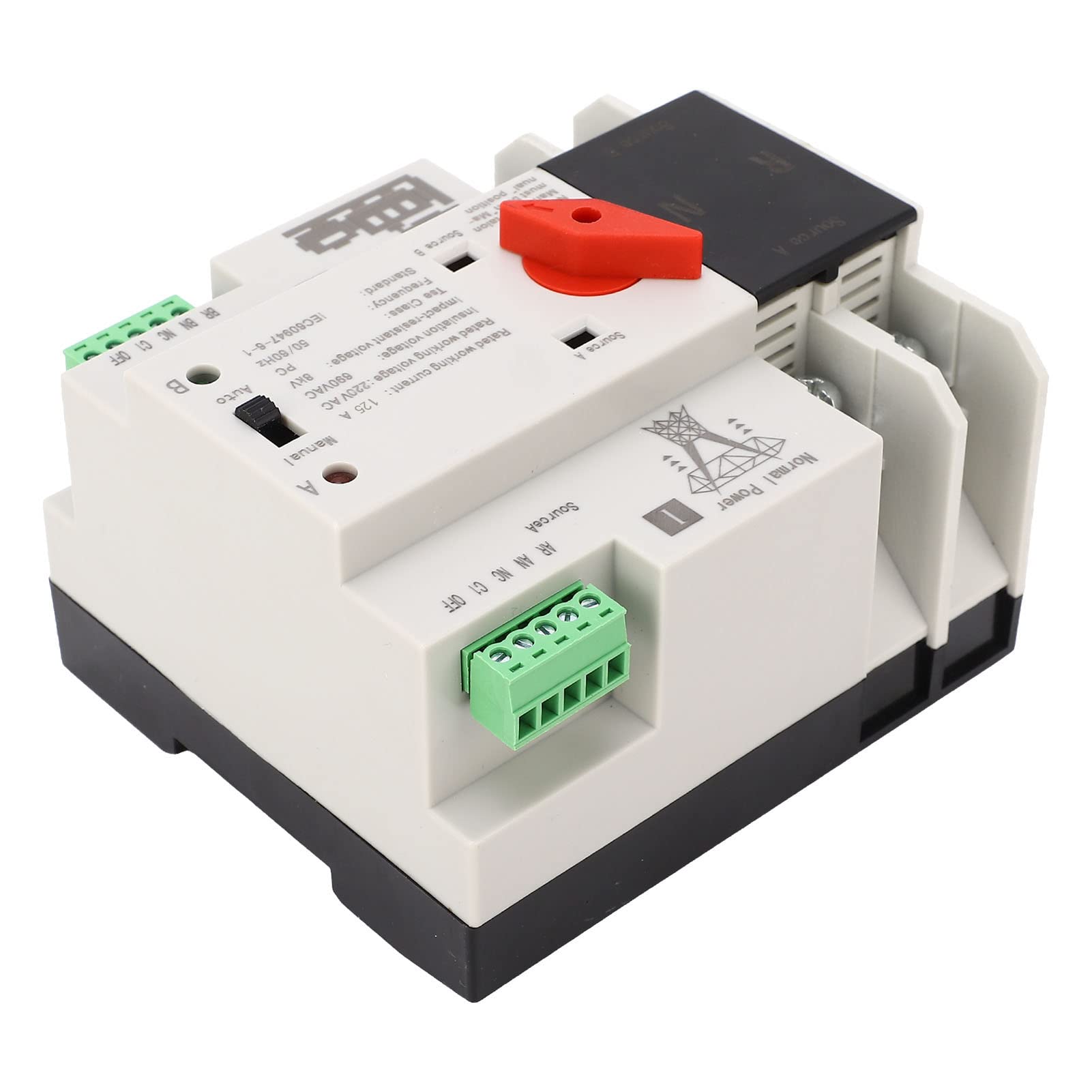 FTVOGUE Interruptor de Transferencia Automática de Doble Potencia de 110V, Interruptor de de Generador 2P de 100 Amperios, Interruptor ATS de Control WiFi (125A)
