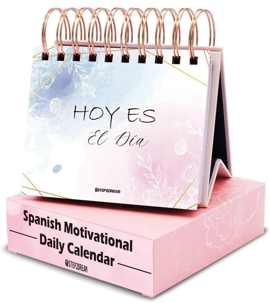 Spanish Daily Inspirational Flip Calendar: Motivational Gift for Women, Moms, and Teachers | 365 Affirmation Cards | Desk Office Decor