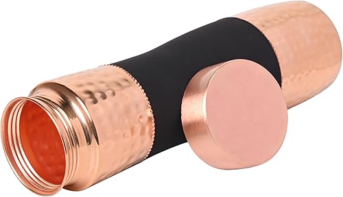 Miniatura 15 de Botella de agua de cobre puro de boca ancha, capacidad de 33.8 fl oz (33.81 onzas líquidas) para beneficios de salud ayurveda (liso) Liso,Cereza