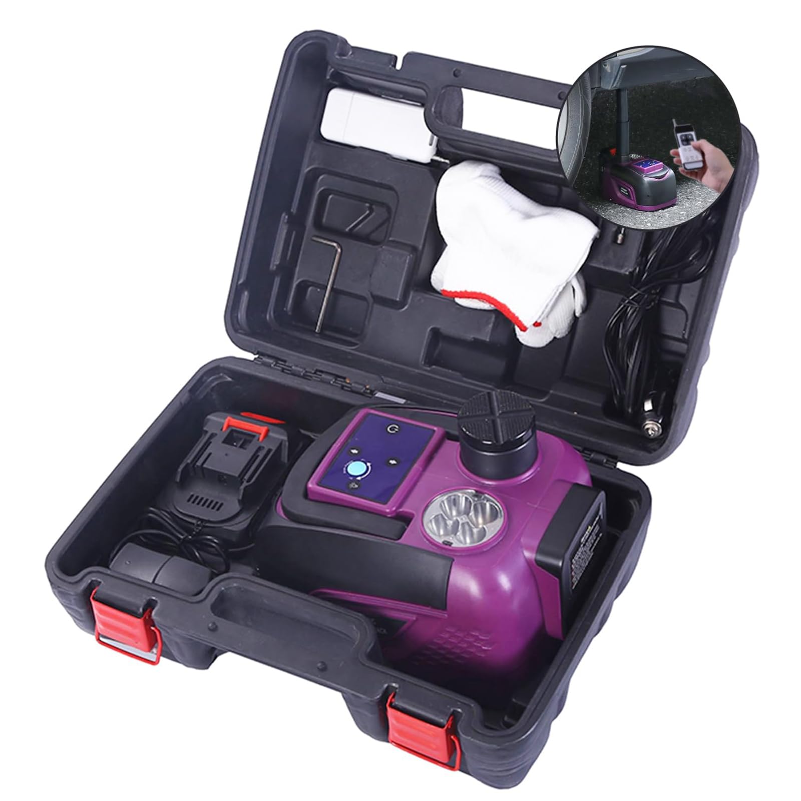 Trihelper Rechargeable Electric Car Jack Floor Jack 5 Ton Hydraulic Jack Lift 12V Tire Changing Emergency Kit with Cordless Remote Control for Trailer Truck SUV Sedan Vehicle MPV Emergency Repair Tyre