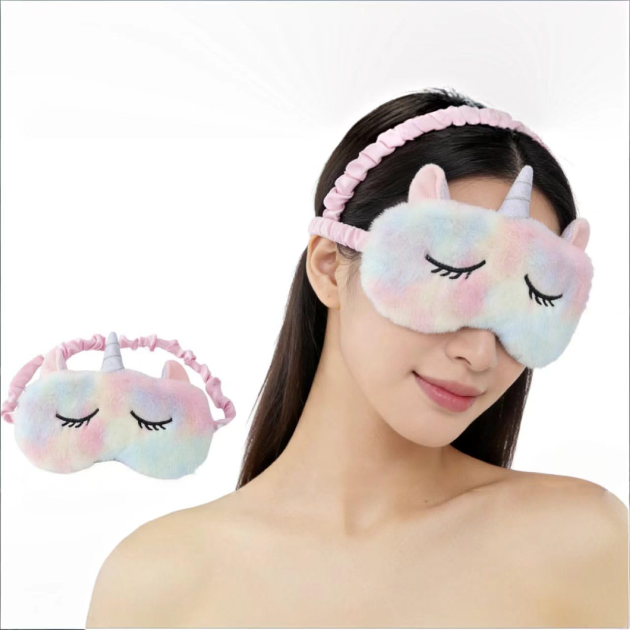 Kids Eye Masks for Sleeping, Cute 3D Unicorn Animal Plush Sleep Mask, Cartoon Blindfold Eyeshade Travel Eye Cover for Girls Adult Children