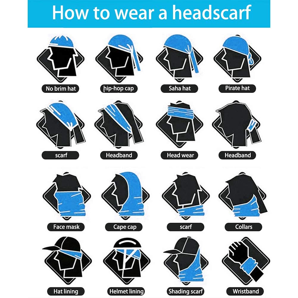 Multifonction Bandanas sans Coutures Tour de Cou Echarpe Bandana Foulard de Tete Magique Tube Masque Bandeau de Sport pour Festivals de Musique, Raves, Équitation,Moto
