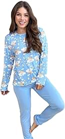 Pijama Feminino Inverno em Suede Estampa Sortida Quentinho e Macio