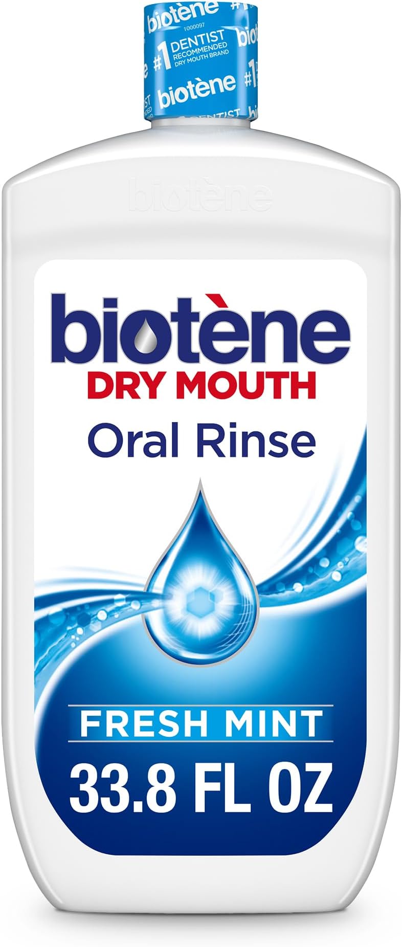 biotène Oral Rinse Mouthwash for Dry Mouth, Breath Freshener and Dry Mouth Treatment, Fresh Mint - 33.8 fl oz