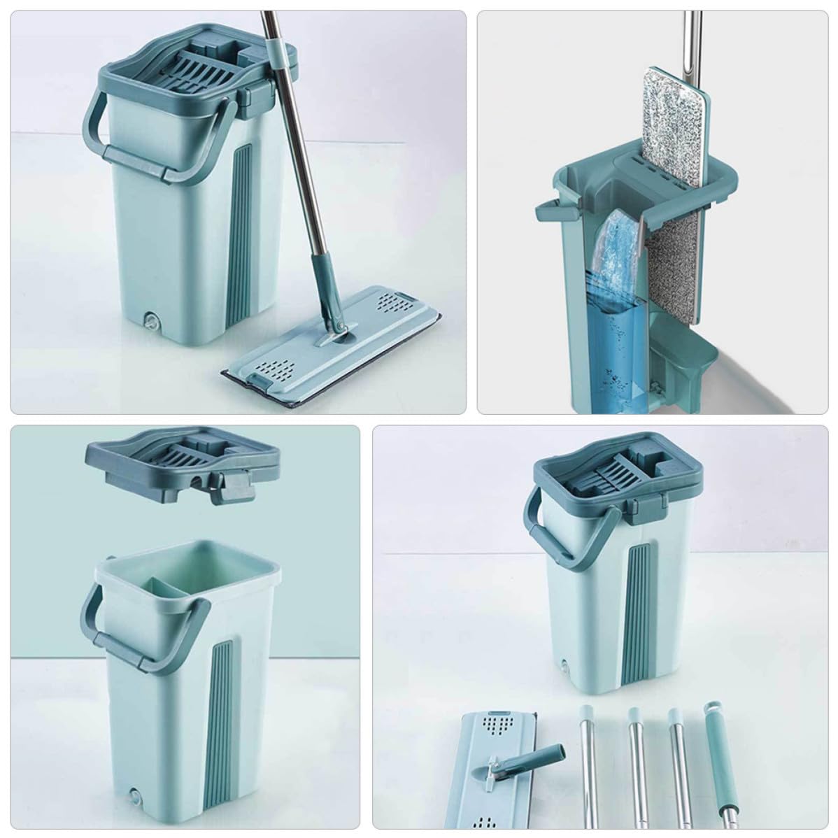 Fregona Esponja de Microfibra Verde para Limpieza Rápida y Profunda, Material de Goma y Plástico, Adecuado Hogar y Uso de Mamás