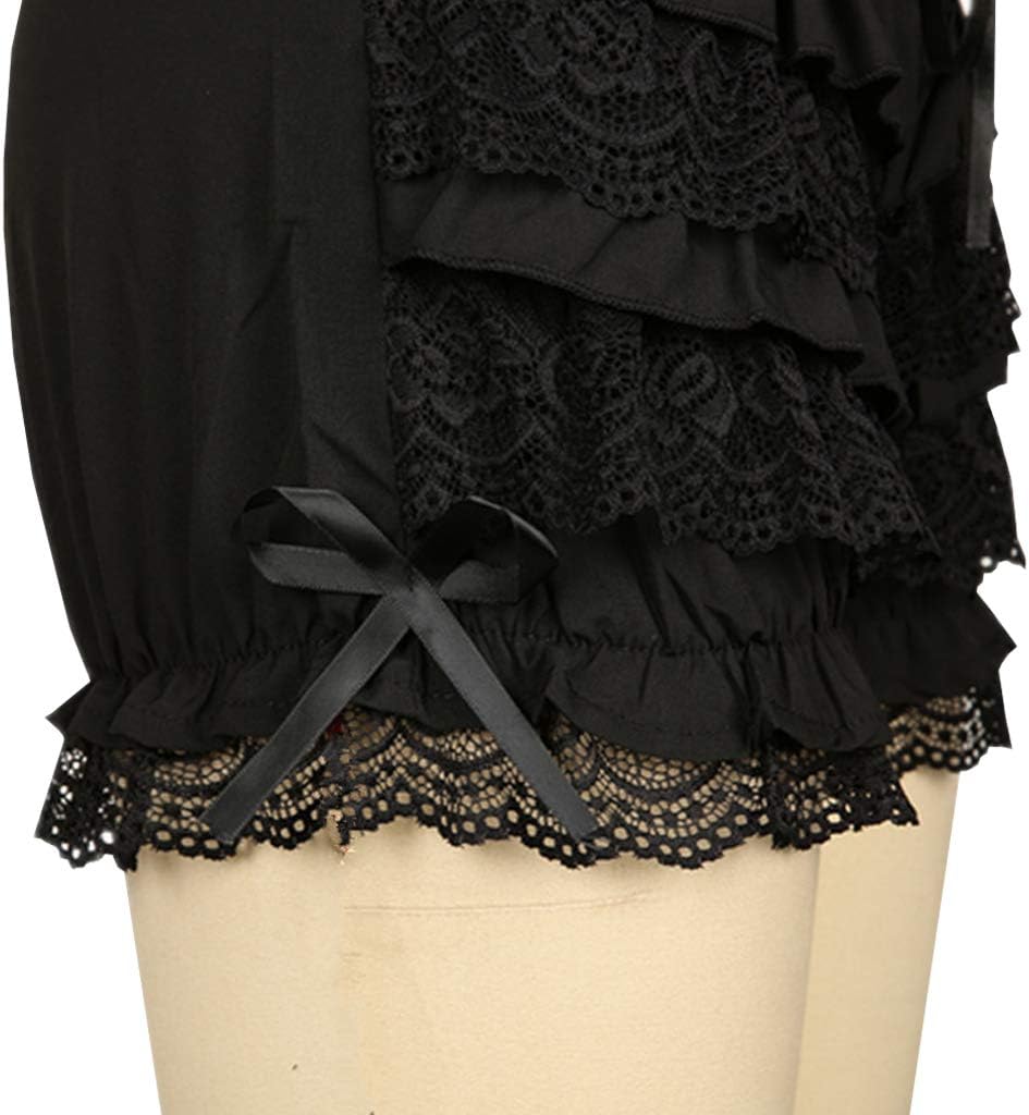 Women's Cute Gothic Steampunk Lolita Maid Ruffle Lace Pumpkin Cosplay Bloomers Shorts