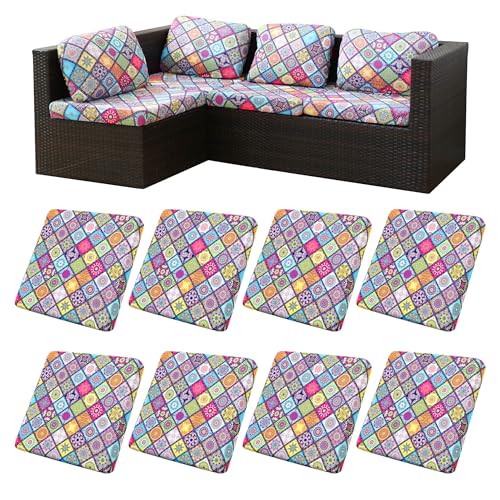 Image of BIETYONE 8Pcs Stretch Patio Cushion Covers,Outdoor Couch Covers Replacement,Outdoor Couch & Sofa Slipcovers,for Patio Furniture Cushion Covers,Washable Reusable urniture Protector(Colored Glass,8PCS)