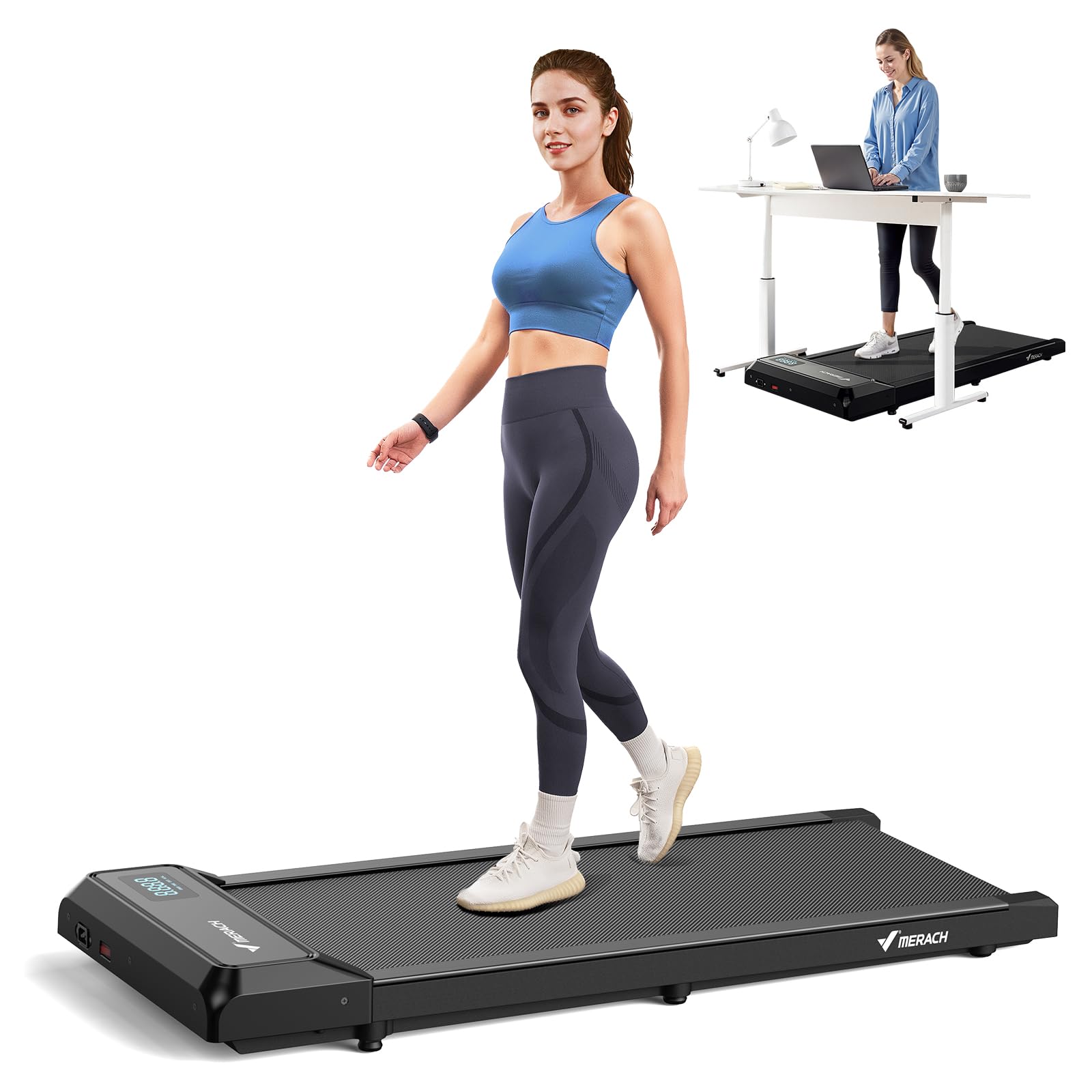 MERACH T21 Cinta de Correr, 3 en 1 Cinta de Andar, 2.5HP Walking Pad | Caminadora Electrica para Casa, Treadmill Compacta para casa y Oficina, App, Pantalla LED, Control Remoto Magnético