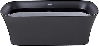 Luxus Acryl Badewanne oval freistehend schwarz mit Überlauf 160 x 75 cm Lanalhue