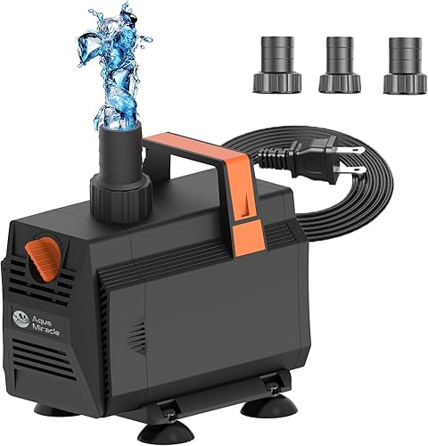 AquaMiracle Bomba de agua sumergible de 1200 GPH para estanque (4500 LH, 70 W), bomba de agua para acuario con control de flujo para pecera,