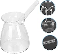 Vista 9 de Cafetera turca Tetera de vidrio 15.2 fl oz de café árabe griego armenio para hacer estufa, tetera de mantequilla de chocolate caliente con asa