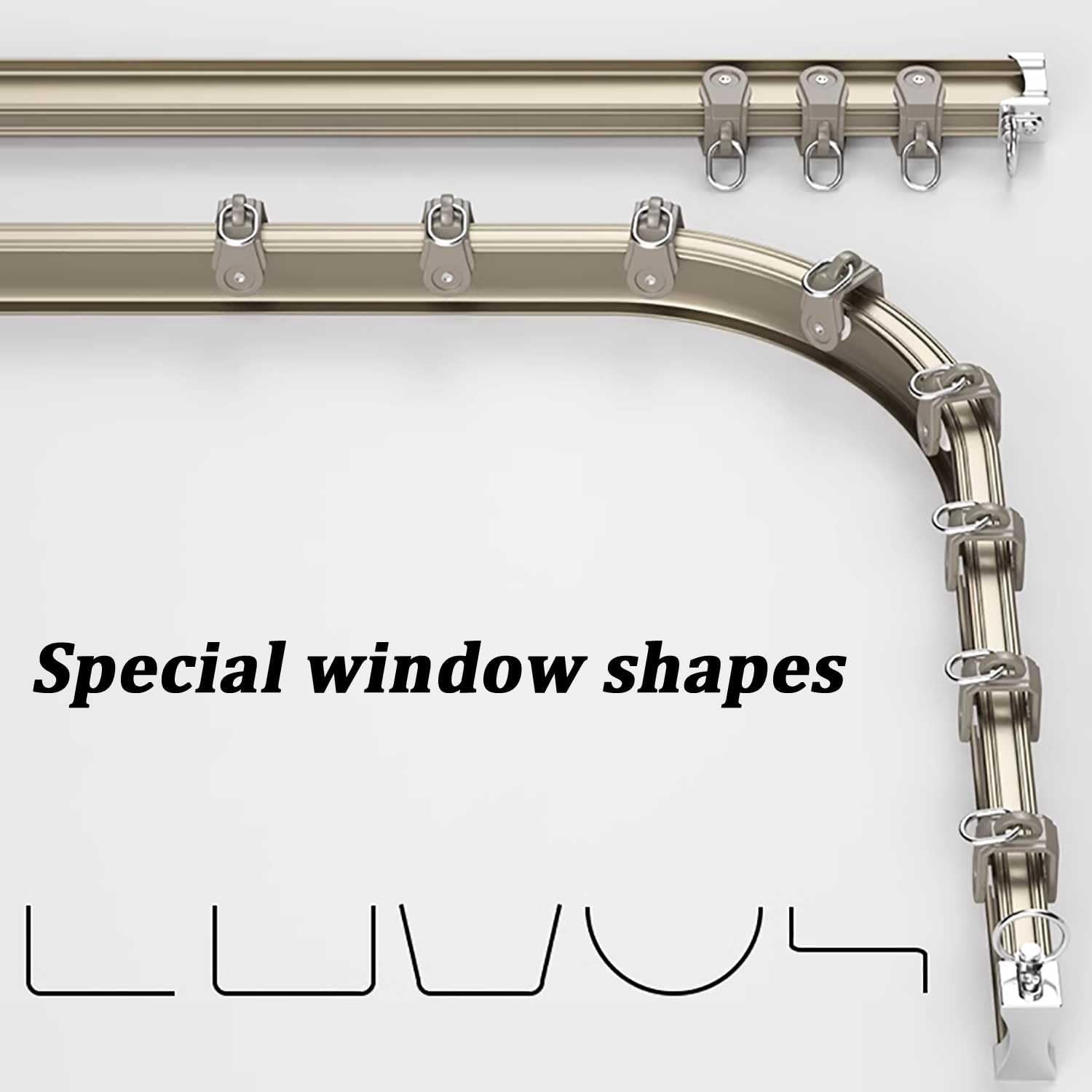 Curved Ceiling Track for Curtains - Bendable Curtain Rods & Room Divider Rail - Wall Mounted Shower & Bay Window Solutions (White, 1m/3.3ft)