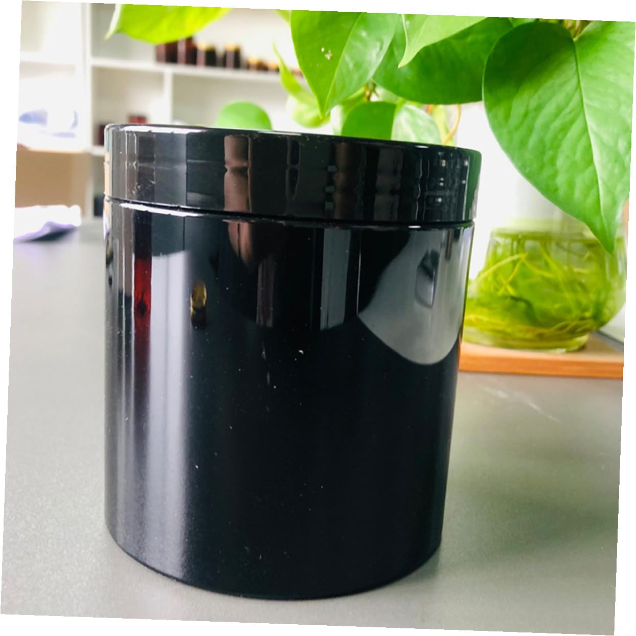 Pots Cosmétiques Vides Pratique pour Voyage et Rangement Lot de 12 en Pet Noir 500ml à Large Embouchure de Crème ou Masque Facial