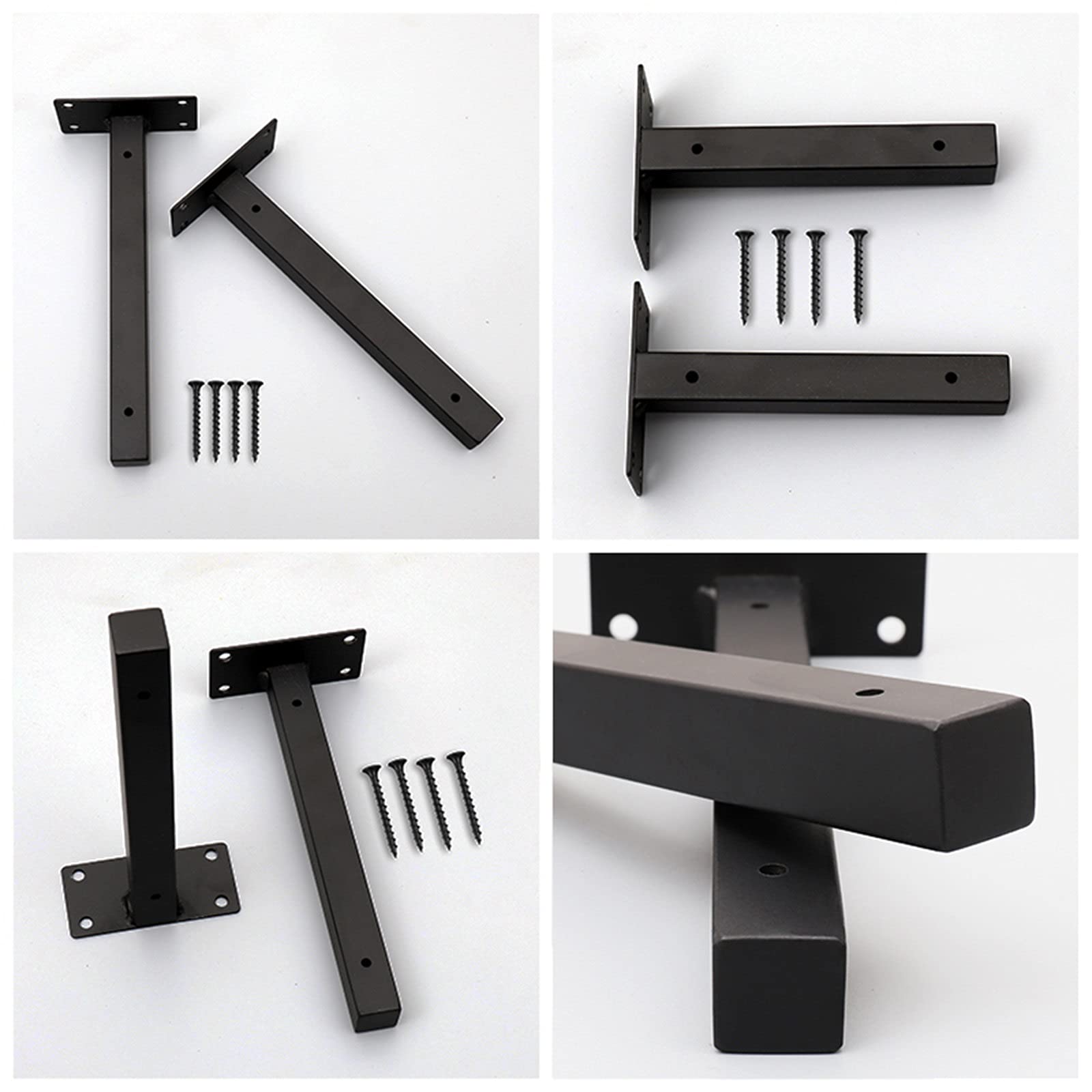 LIGUOYI 4Pcs Wandregalhalterung, Schwerlast-Konsole, Schwimmende Regalhalterung, Stahl Massiv, Für KleiderbügelSchuhregal, Wandmontage, Bodenträger Wandregal Mit Schrauben, Regal-wandhalterung