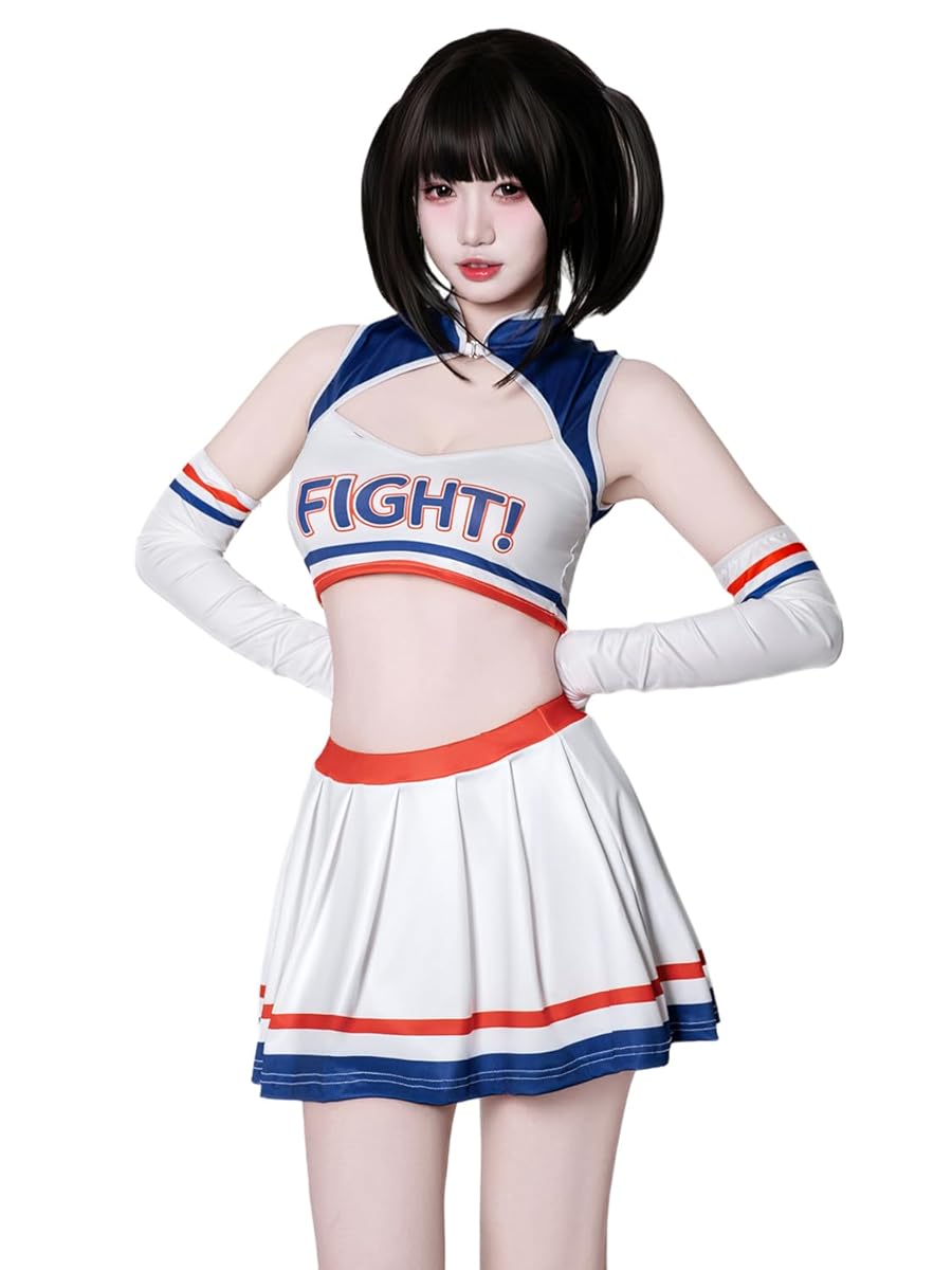[SENMHS] セクシー チアリーダー コスプレ 衣装 レディース 赤 白 青 スポーツユニフォーム風 ミニスカート バックリボン ハイレグ ベビードール 競技応援 オリンピック パーティー 撮影会 コスチューム