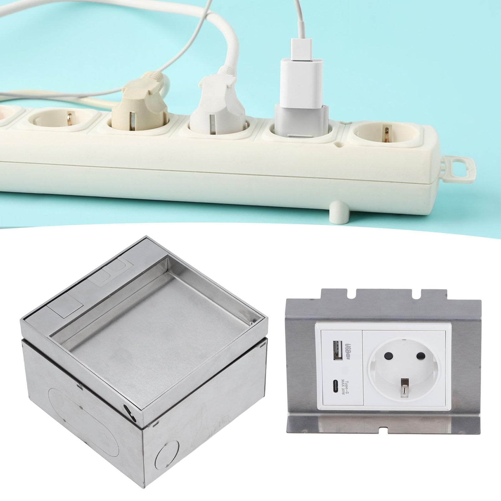 Keenso Recessed Floor Socket with USB Ports, Waterproof