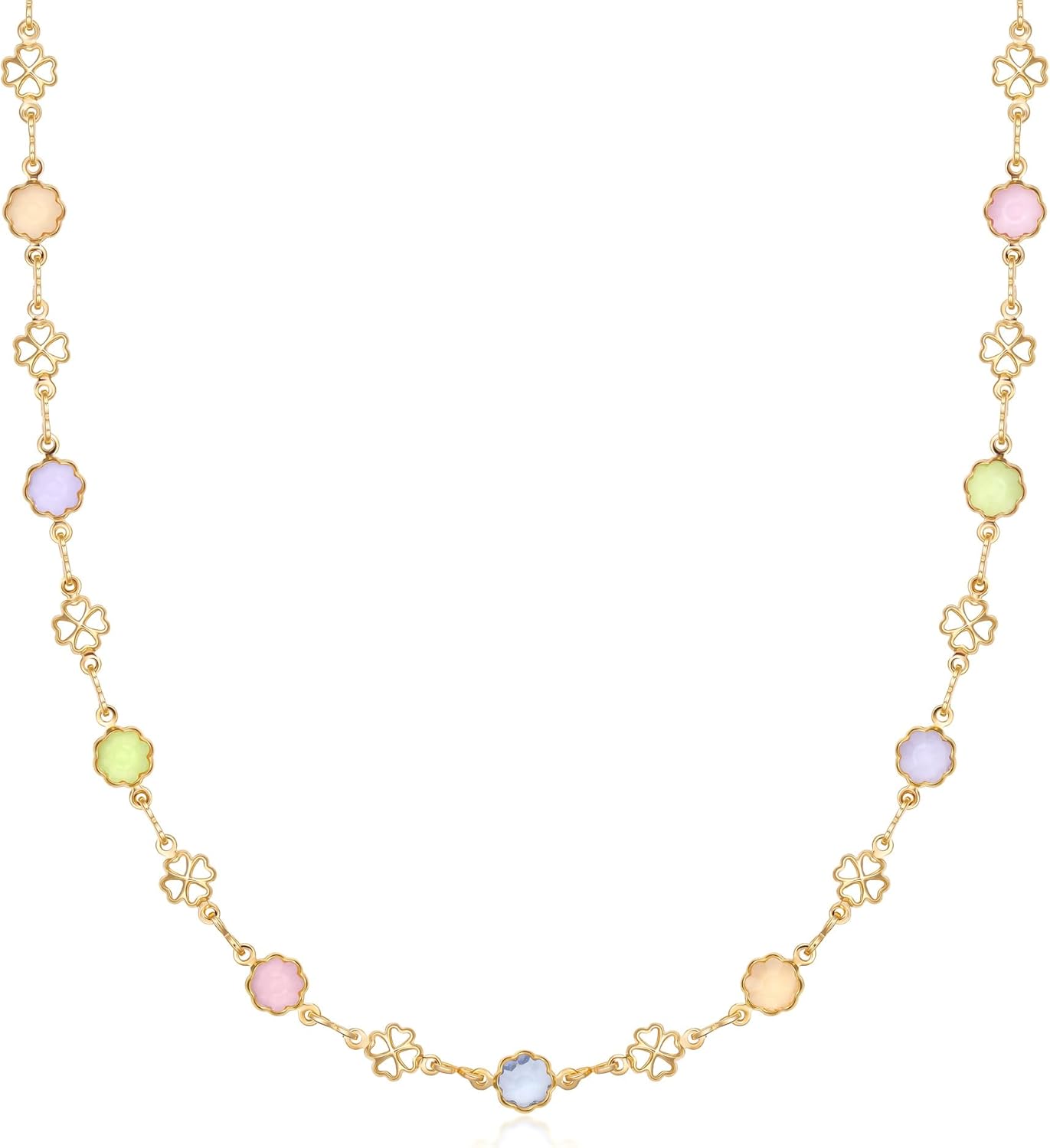 Barzel 18K Gold Plated Multicolor Flower Necklace for Women, 16-24 Inches With 2 Inches Extension - Made In Brazil