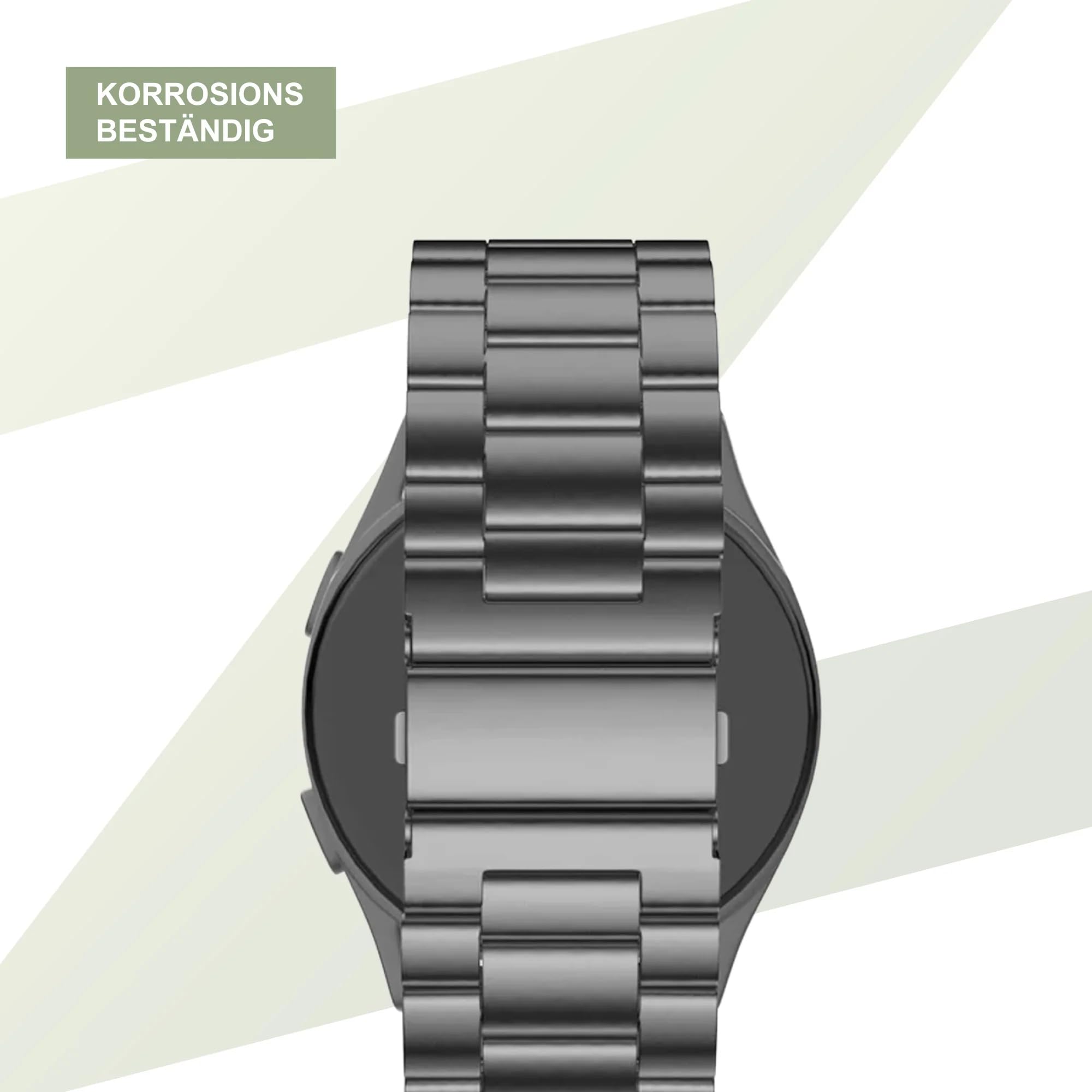 Bandz Metall Gliederarmband kompatibel mit Galaxy Watch 7/6/5/4/FE – Smartwatchband mit Faltschließe – Glieder kürzbar inkl. Werkzeug – 20mm breites Smartwatchband