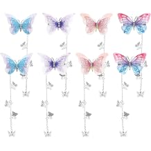 4 Pairs8PCS Butterfly Tassel Hair Clips Fairy Hair Barrette Tassel Hair Decoration Elegant Headwear Hair Accessories for Girls Women