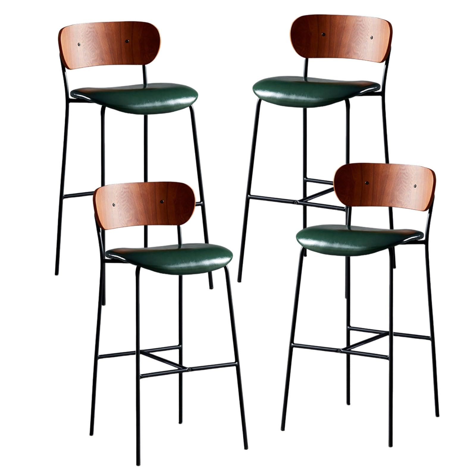 Hokery barowe, zestaw hokerów barowych o wysokości 1/2/4/6 z metalowym podnóżkiem, do blatu kuchennego, wyspy, jadalni(4PCS Green,75cm/29.5in)